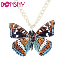 Bonsny Acrylic Spotted Danaidae Butterfly Necklace Pendant Chain Choker Fashion Summer Insect Jewelry For Women Girls Teens Gift 2024 - buy cheap