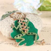 Брелок для ключей, милая сумочка с зелеными листьями лягушки, с кристаллами, подарок на свадьбу, день рождения 2024 - купить недорого