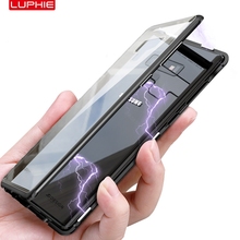 Funda trasera de cristal templado de Lujo + adsorción magnética Marco de parachoques de aluminio carcasa ultrafina para teléfono Samsung Galaxy Note 9 2024 - compra barato