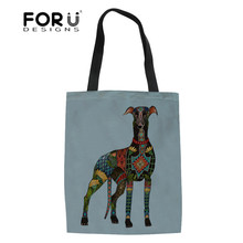 FORUDESIGNS Greyhound Pet Dog Printing Top-handle Bags for Female Fashion Linen Tote Large Women Handbags Canvas Shoulder Bags 2024 - buy cheap