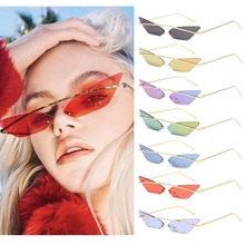 Gafas de sol de estilo ojo de gato para mujer, anteojos de sol femeninos de marca a la moda, de estilo Vintage, con marco de Metal y espejo triangular 2024 - compra barato
