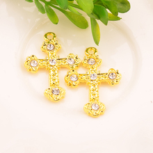 Strass cruz enfeite de pingente usado em decoração de artesanato 32mm * 22mm 10 tamanhos cor dourada ou prata kd435 2024 - compre barato