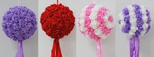 (8 gêmeos) 11 "(28cm) artesanal, bolas de flores de rosa de beijo, peças centrais de casamento em 6 cores 2024 - compre barato