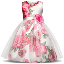 Платья с цветочным рисунком для маленьких девочек от 3 до 10 лет, 2019 платье принцессы на свадьбу, день рождения, вечеринку, элегантное рождественское платье, детская одежда 2024 - купить недорого