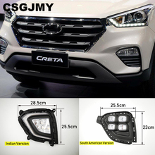 Csgjmy-par de lâmpadas led drl para hyundai, creta ix25, 2017, 2018, 2019, 2020, com sinal de giro amarelo 2024 - compre barato