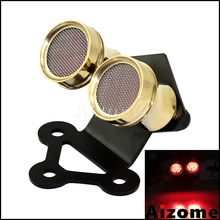 Brass Motorcycle Twin Dual Tail Light Whisky Brake Lamp Vintage LED Stop Light For Harley Cafe Racer Custom Bobber Rear Chopper  2024 - buy cheap