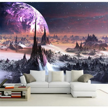 Custom wallpaper 3D stereo fantasy universe starry mountain TV background wall decoration painting waterproof material 2024 - buy cheap