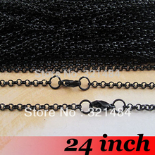 Gunmetal Black 100pcs 3mm 24inch Rolo Chain Necklace Jewelry Findings Accessories 2024 - buy cheap