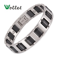 Wollet Jewelry Black Ceramic Bracelet for Men Magnetic Therapy Magnet Silver Color Health Care Healing Energy Pain Relief 2024 - buy cheap