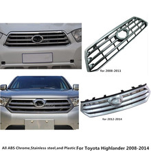 For Toyota Highlander 2008 2009 2010 2011 2012 2013 2014 Car Body Cover ABS Chrome Trim Front Up Racing Grid Grill Grille 1pcs 2024 - buy cheap