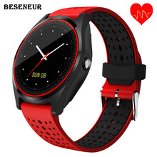 Beseneur V9 HR Smart Watch with Camera Bluetooth Smartwatch SIM Card Wristwatch for Android Phone Wearable Devices pk dz09 A1 2024 - buy cheap