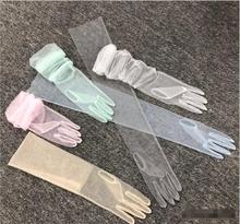 70CM long DIY tulle plain face bride dress gloves transparent sexy gloves 2024 - buy cheap