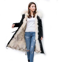 2020 jaqueta de inverno feminina x-long parka gola de pele de raposa real capuz forro de pele de raposa natural quente grosso parcas streetwear de luxo 2024 - compre barato