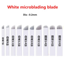 White 500pcs disposable sterilized microblading blade needle 7/9/11/12/14/16/12U/14U/16U/18U pin permanent makeup embroidery pen 2024 - buy cheap