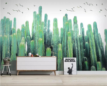 Beibehang papel de parede foto personalizada, cactos pintados à mão em nórdico, plantas tropicais, plano de fundo de tv, pintura de parede, papel de parede 3d 2024 - compre barato