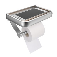 Wall Mount Toilet Paper Holder Aluminum Tissue Paper Holder Toilet Roll Dispenser With Phone Storage Shelf for Bathroom Restroom 2024 - buy cheap