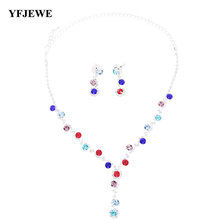 Luxury Fashion Necklace Earrings Set multicolor  Rhinestone necklace adorned Earring Sets for wedding party 4 color Jewelry N169 2024 - buy cheap
