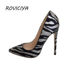 Zebra-sapatos de salto alto feminino, saltos altos, ponta fina, listras, 12 cm, bm007, roviciya, moda primavera/outono 2024 - compre barato