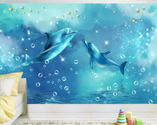 Beibehang Custom children's room background wall 3d wallpaper dolphin sky starry blue ocean papier peint mural 3d wallpaper 2024 - buy cheap