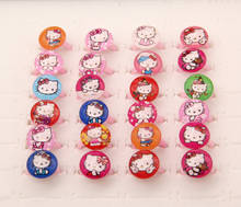 50pcs Hello Kitty Children Ring Animation Cartoon Plastic Resin Plastic Jewelry For Kid Boys Girls Wholesale Jewelry Lots gift 2024 - buy cheap