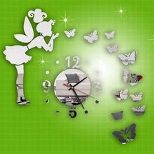 Modern Style Butterfly Fairy DIY Mirror Wall Clock Wall Sticker Home Decor Cartoon Acrylic Clock Wall Sticke 2024 - buy cheap