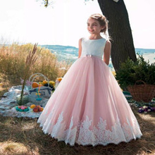 Lovely Lace Applique Flower Girl Dresses Soft Tulle O-Neck Kids Evening Gowns Girl Prom Holy Communion Pageant Dresses 2024 - buy cheap
