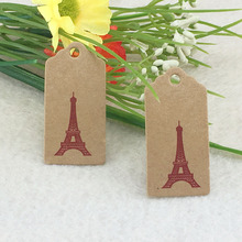 Size:4x2cm kraft tags 100PCS /lot Eiffel Tower love kraft Tag for gift box and love heart DIY Gift Tags for wedding party 2024 - buy cheap