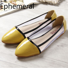 Lady Candy Colors Pointy toe Flats Driving Shoes patent Leather transpatet Plus Size for Wide Foot 3-44 orange Loverly Slip-Ons 2024 - buy cheap