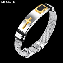 Men Punk Stainless Steel Cross Bracelet for Male Jewelry Charm Wristband Cuff Bangles Best Gifts 2024 - buy cheap