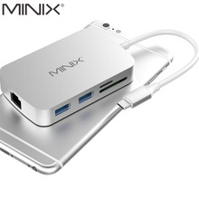 Adaptador multiportas minix neo c original, vga, compatível com apple macbook tf e leitor de cartões sd, porta ethernet gigabit 2024 - compre barato