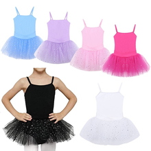 Vestido tutu profissional de balé infantil, sem mangas, com laço, glitter, tule, dança, classe, ginástica, collant para meninas, roupa de dança 2024 - compre barato