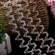 1 yard 1.1 cm Heart Pendant Luxury Crystal Rhinestone Trims Chain Applique for Wedding Dress Bridal Wear Trimmings Sewing Crafts 2024 - buy cheap