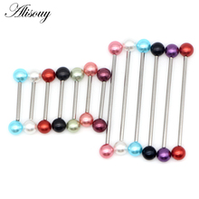 Alisouy 1PC 1.6*16/38mm Imitation Pearls Earring Industrial Piercing Barbell earrings Fashion jewelry Body piercing Jewelry 2024 - buy cheap