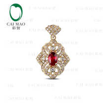 CaiMao 18KT/750 Ouro Amarelo 0.70ct Natural Red Ruby & 0.35 ct Completa Cut Diamond Engagement Pingente Pedra Preciosa Jóia 2024 - compre barato