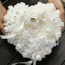 Caja de anillo en forma de corazón con flores rosas, regalo para el Día de San Valentín, funda de joyería romántica para boda, soporte para cojín, portador de anillo, 1 ud. 2024 - compra barato
