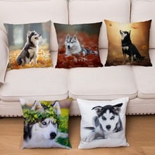 Super Soft Short Plush Cushion Cover HD Siberian Husky Dogs Print Pillow Covers 45*45 Throw Pillows Cases Home Decor Pillowcase 2024 - buy cheap