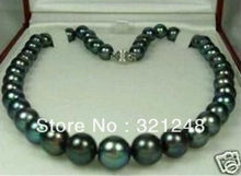 Free shopping new 2014 diy Natural 9-10mm Tahitian Black Pearl Necklace 18" GE4574 2024 - buy cheap