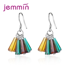 Popular Modal Style Colorful Clear Crystal Pendant Earrings 925 Sterling Silver Jewelry For Women Wedding Anniversary 2024 - buy cheap