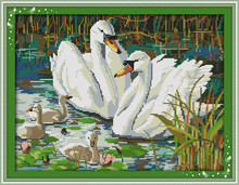 Cisne Natação Contados Cross-Costura 11CT DMC Impresso Artesanal Conjunto do Ponto Da Cruz Animais ponto-Cruz Bordados Kits Needlework 2024 - compre barato