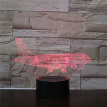 Летающий самолет 3D лампа 7 цветов светодиодный изменить дистанционный выключатель маленький ночной Светильник Цветной светильник s атмосферная лампа для спальни светильник для подарка 2024 - купить недорого