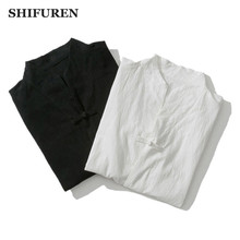 SHIFUREN 2019 New Spring Breathable Men Linen Cotton Shirts Chinese Tradition Long Sleeve  Kung Fu Tang Male Social Shirts Tops 2024 - buy cheap
