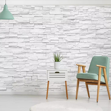 Papel de parede decorativo 3d, parede de tijolos sólidos, parede cinza abstrata branca nórdica 2024 - compre barato