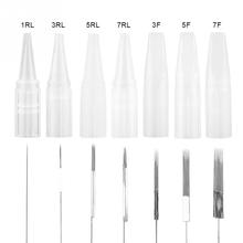 50Pcs Disposable Fog Eyebrow Permanent Eyeliner Lip Tattoo Microblading Needle 1RL/3RL/5RL/7RL/3F/5F/7F + 50Pcs Needle Cap 2024 - buy cheap