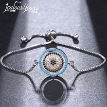 Fashion Rock Black and Blue Eye Round Charm Chain Bracelets with Zirconia Silver Color Adjustable Friendship Bracelet for Women 2024 - buy cheap