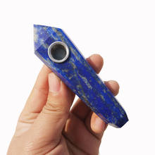 Drop Shipping wholesale Natural  Lapis Lazuli Crystal Smoking Pipe + strainer quartz  stone  healing wand  Free Shipping X14 2024 - buy cheap