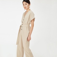 Loose Casual Jumpsuit 2019 Summer Buttons Overalls V Neck Short Sleeve Womens Playsuit Elegant Jumpsuits For Women 2019 DD2188 2024 - buy cheap