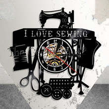 I Love Sewing Wall Art Sewing Machine Wall Clock Home Decor Tailor Vintage Vinyl Record Wall Clock Seamstress Crafters Gift 2024 - buy cheap