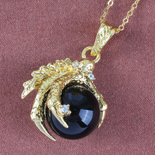 100-Unique 1 Pcs Light Yellow Gold Color Dragon Claw Pendant Link Chain Necklace Black Agates Classic Jewelry 2024 - buy cheap