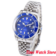 Parnis 40mm Miyota 8215 5ATM piolet automatic wrist watch men sapphire glass luminous waterproof date blue dial ceramic bezel 2024 - buy cheap