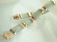 Wholesale price 16new ^^^^Natural Light Green stone  Fortune Clasp Link Bracelet 2024 - buy cheap